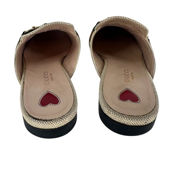 Gucci Canvas Vintage Charlotte Web Princetown Mule Slippers in Sand Cuir - Picture 11 of 16